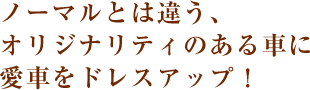 ノーマルとは違う、オリジナリティのある車に愛車をドレスアップ！